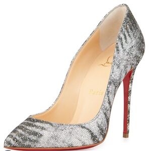 Christian Louboutin Silver and Red Heels